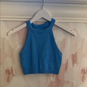 Blue Ribbed Halter Top aerie